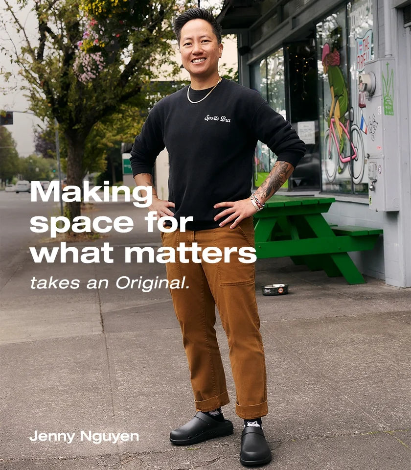 Jenny Nguyen wearing recovery clogs