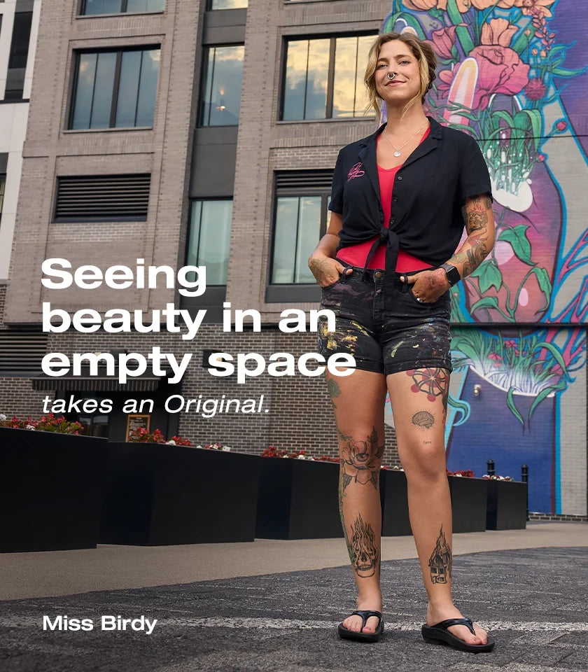Miss Birdy wearing recovery sandals